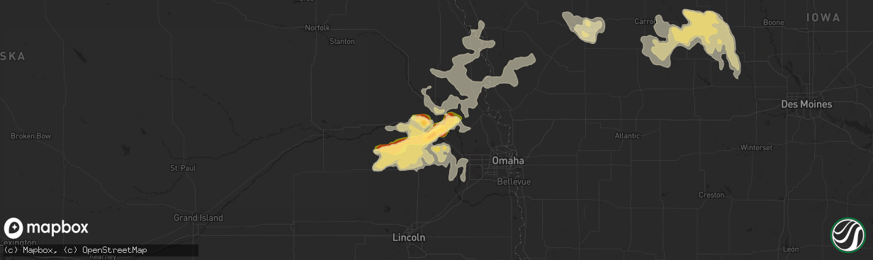 Hail map in Fremont, NE on September 22, 2025