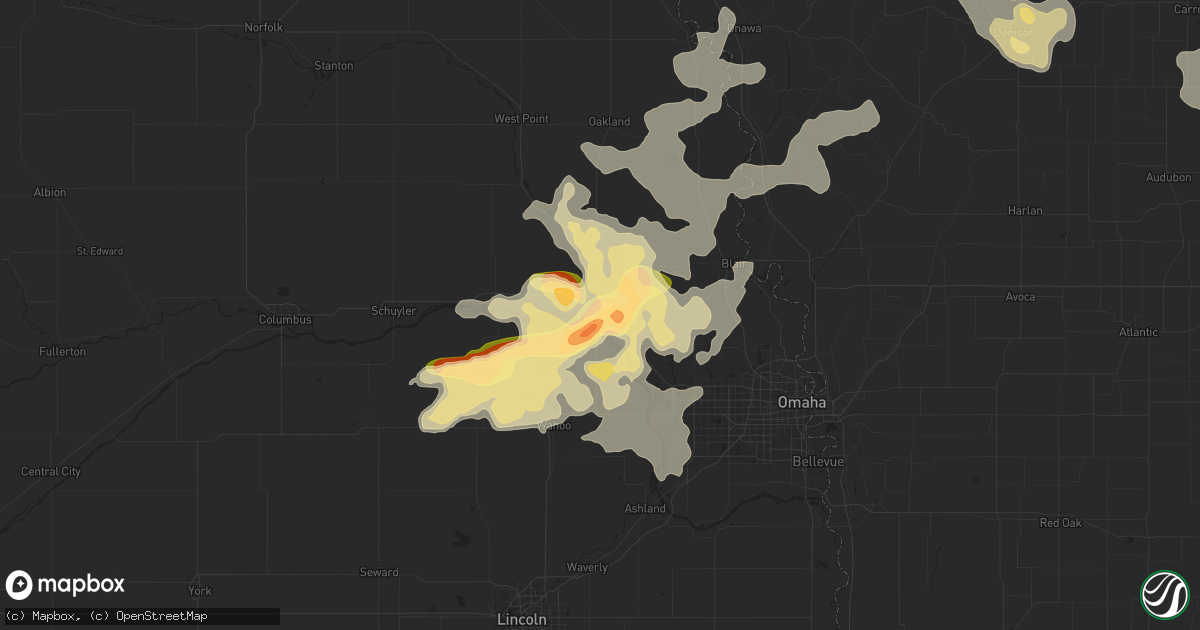 Hail map in Fremont, NE on September 22, 2025