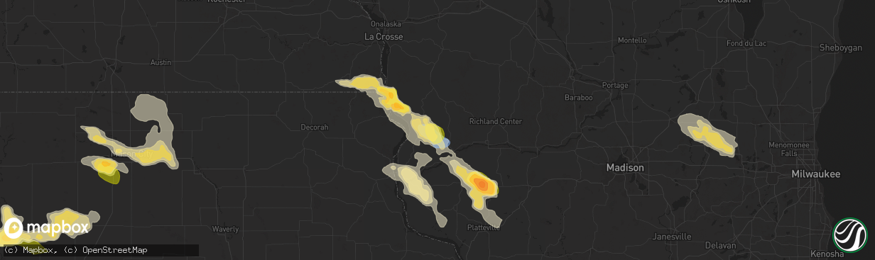 Hail map in Gays Mills, WI on September 22, 2025