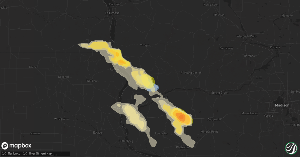 Hail map in Gays Mills, WI on September 22, 2025