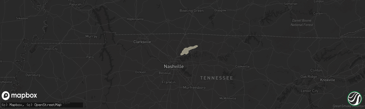 Hail map in Hendersonville, TN on September 22, 2025