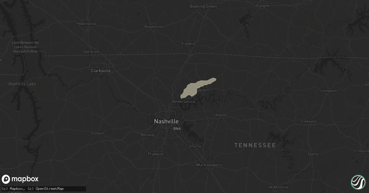 Hail map in Hendersonville, TN on September 22, 2025
