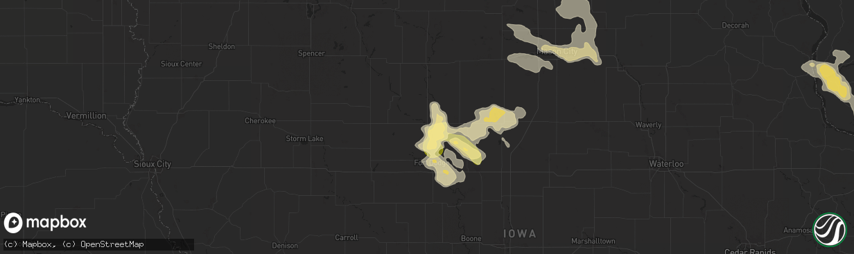 Hail map in Humboldt, IA on September 22, 2025