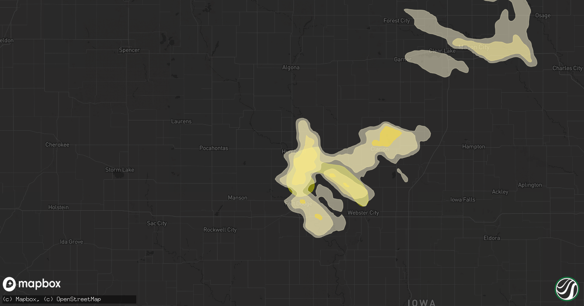 Hail map in Humboldt, IA on September 22, 2025