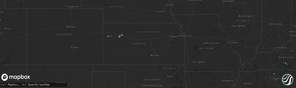 Hail map in Kansas on September 22, 2025