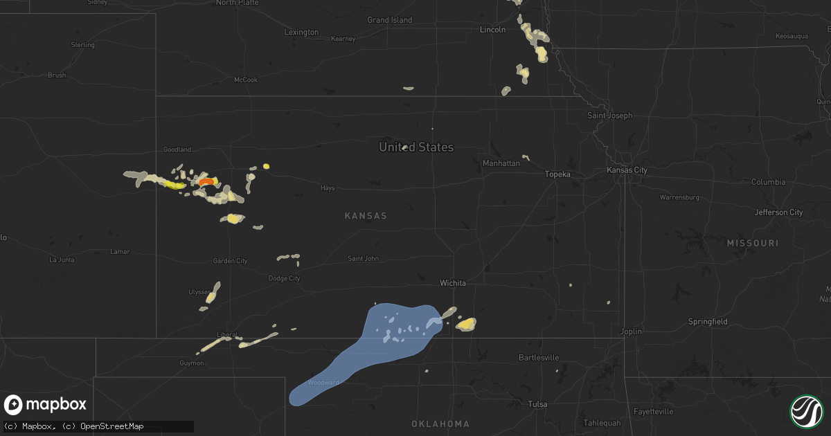 Hail map in Kansas on September 22, 2025