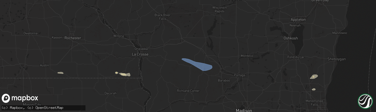 Hail map in Kendall, WI on September 22, 2025