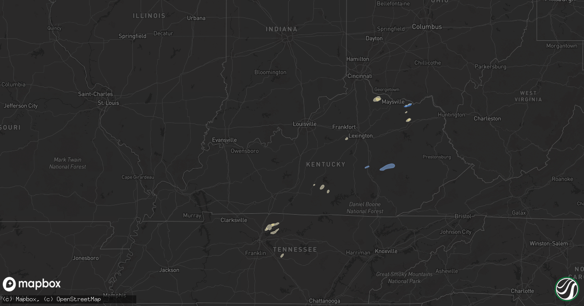 Hail map in Kentucky on September 22, 2025