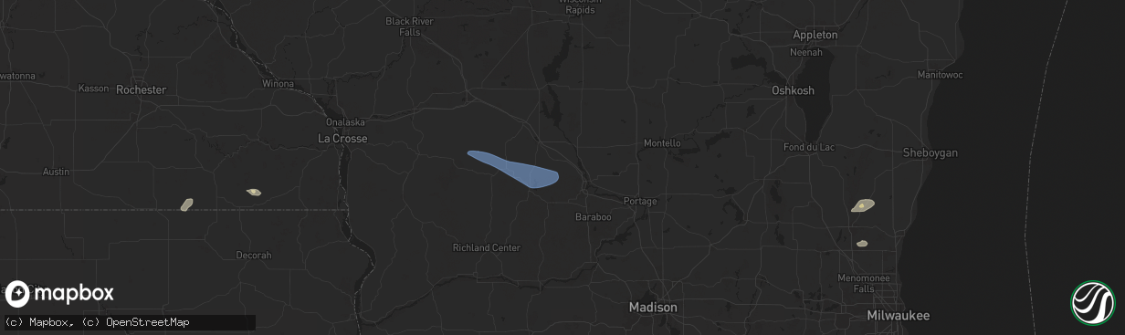 Hail map in Lyndon Station, WI on September 22, 2025