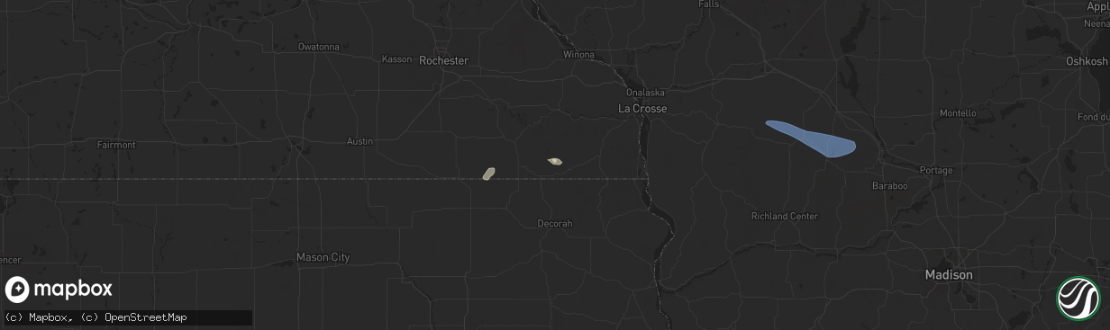 Hail map in Mabel, MN on September 22, 2025