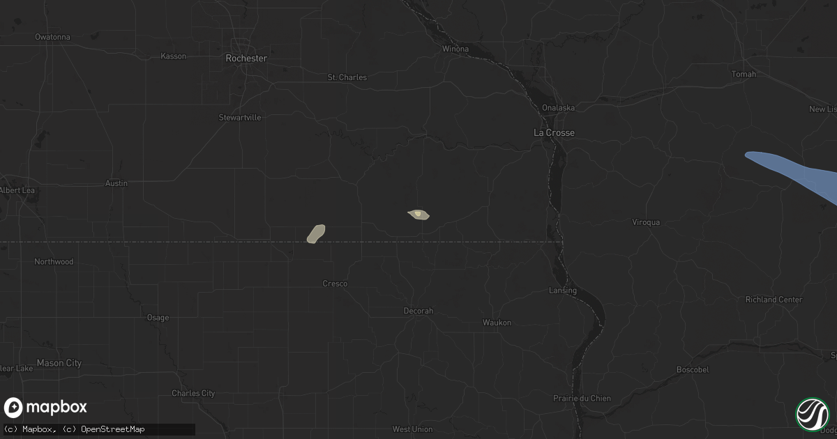 Hail map in Mabel, MN on September 22, 2025