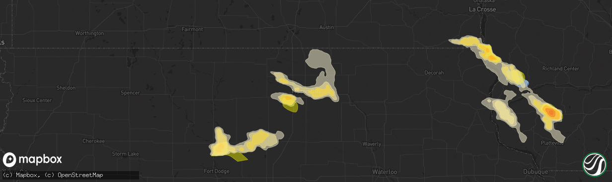 Hail map in Mason City, IA on September 22, 2025