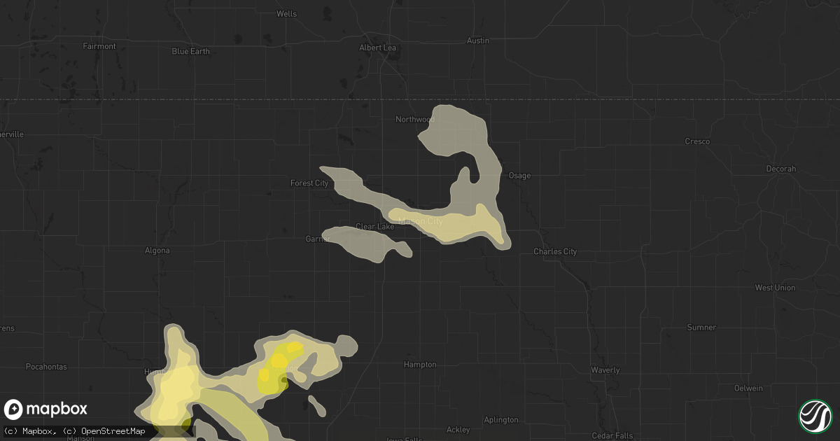 Hail map in Mason City, IA on September 22, 2025