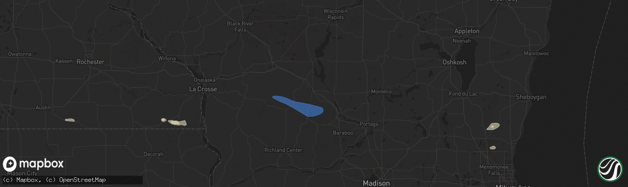 Hail map in Mauston, WI on September 22, 2025