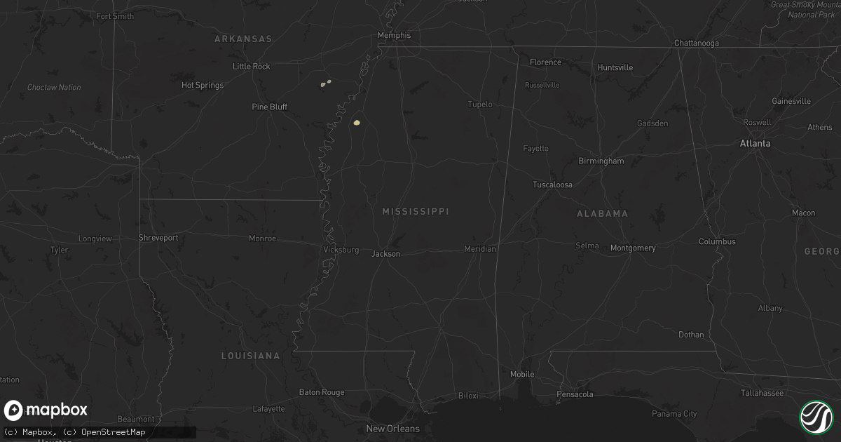 Hail map in Mississippi on September 22, 2025