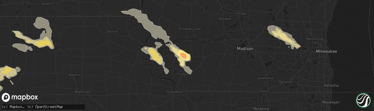 Hail map in Montfort, WI on September 22, 2025