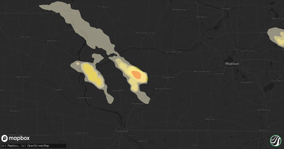 Hail map in Montfort, WI on September 22, 2025
