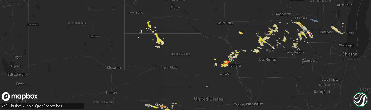 Hail map in Nebraska on September 22, 2025