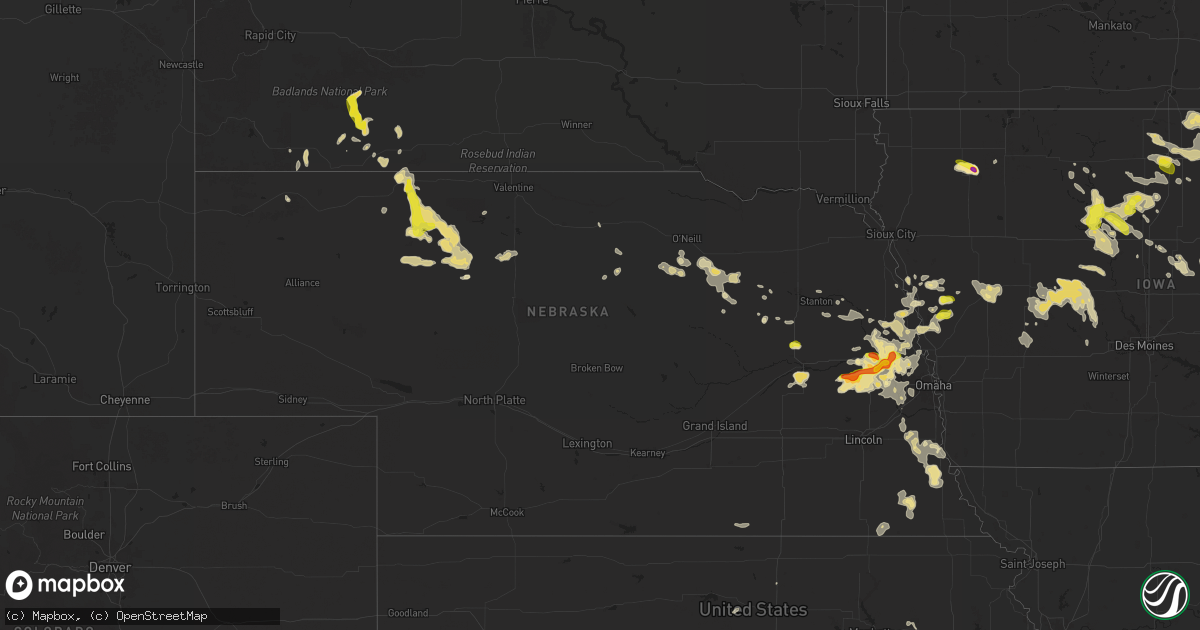 Hail map in Nebraska on September 22, 2025