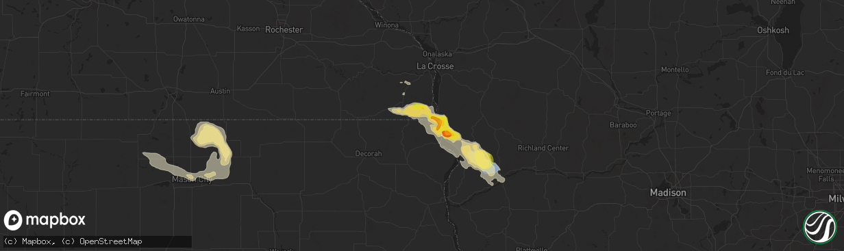 Hail map in New Albin, IA on September 22, 2025