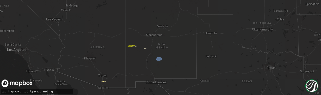 Hail map in New Mexico on September 22, 2025