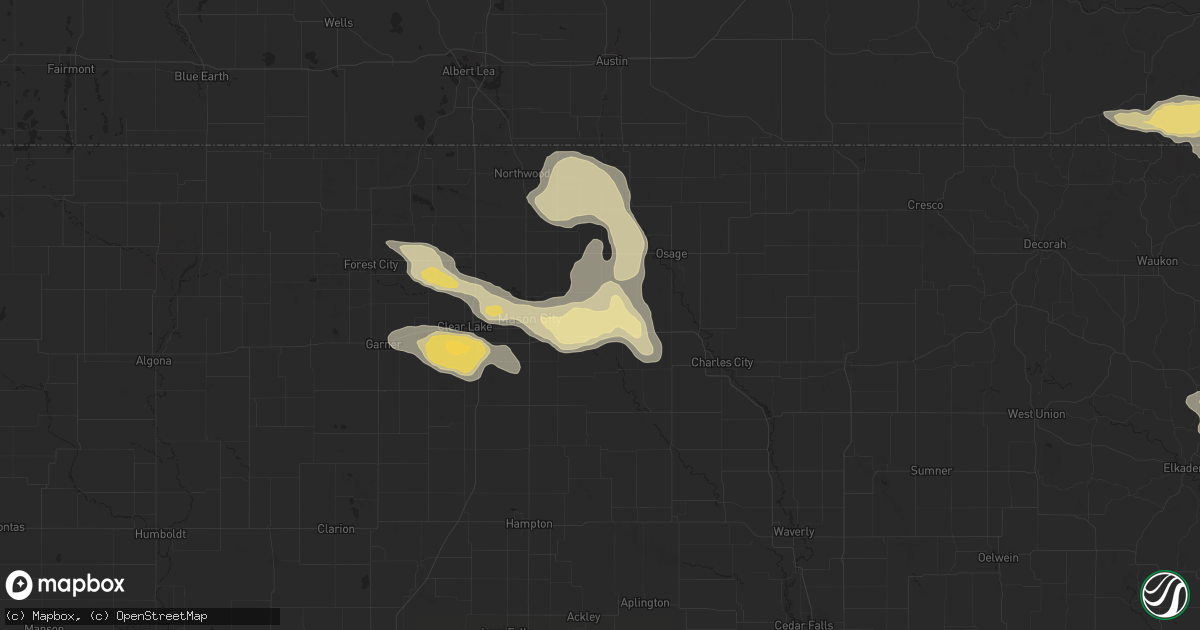Hail map in Nora Springs, IA on September 22, 2025