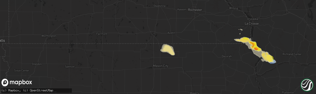 Hail map in Northwood, IA on September 22, 2025