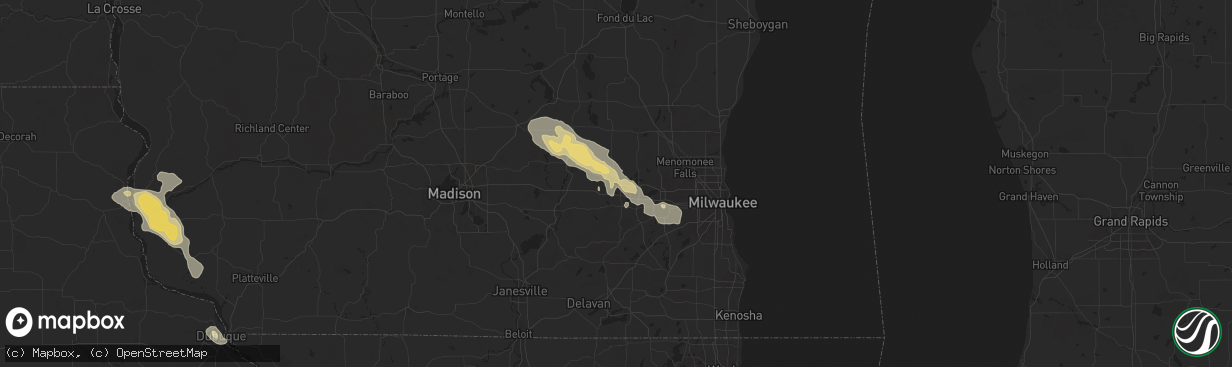 Hail map in Oconomowoc, WI on September 22, 2025
