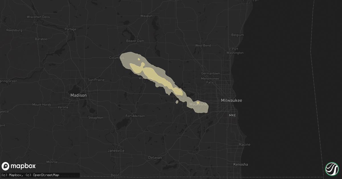 Hail map in Oconomowoc, WI on September 22, 2025