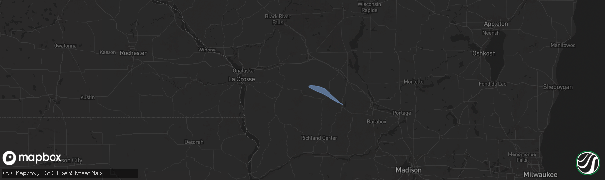 Hail map in Ontario, WI on September 22, 2025
