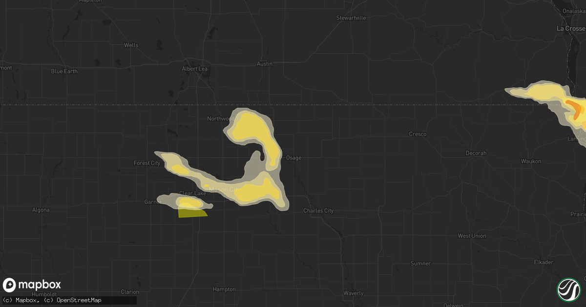 Hail map in Osage, IA on September 22, 2025