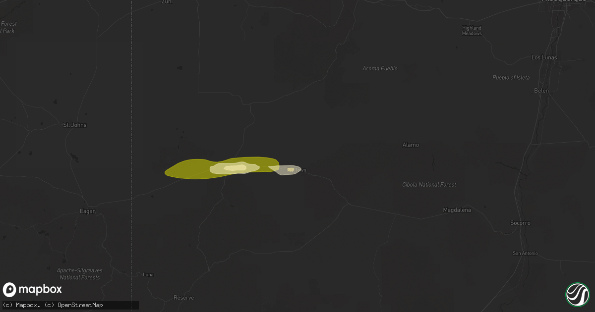 Hail map in Pie Town, NM on September 22, 2025