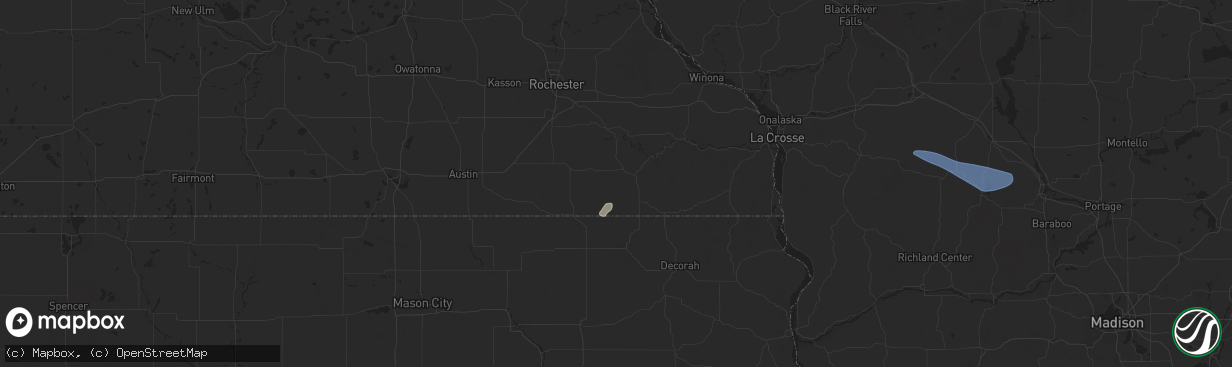 Hail map in Preston, MN on September 22, 2025