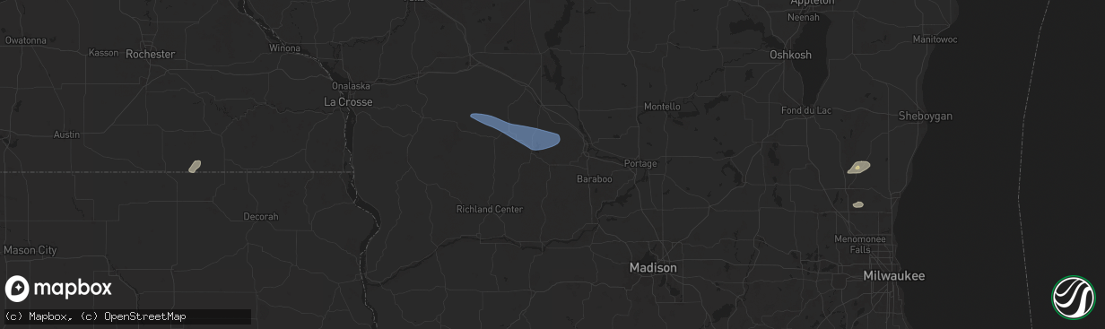 Hail map in Reedsburg, WI on September 22, 2025