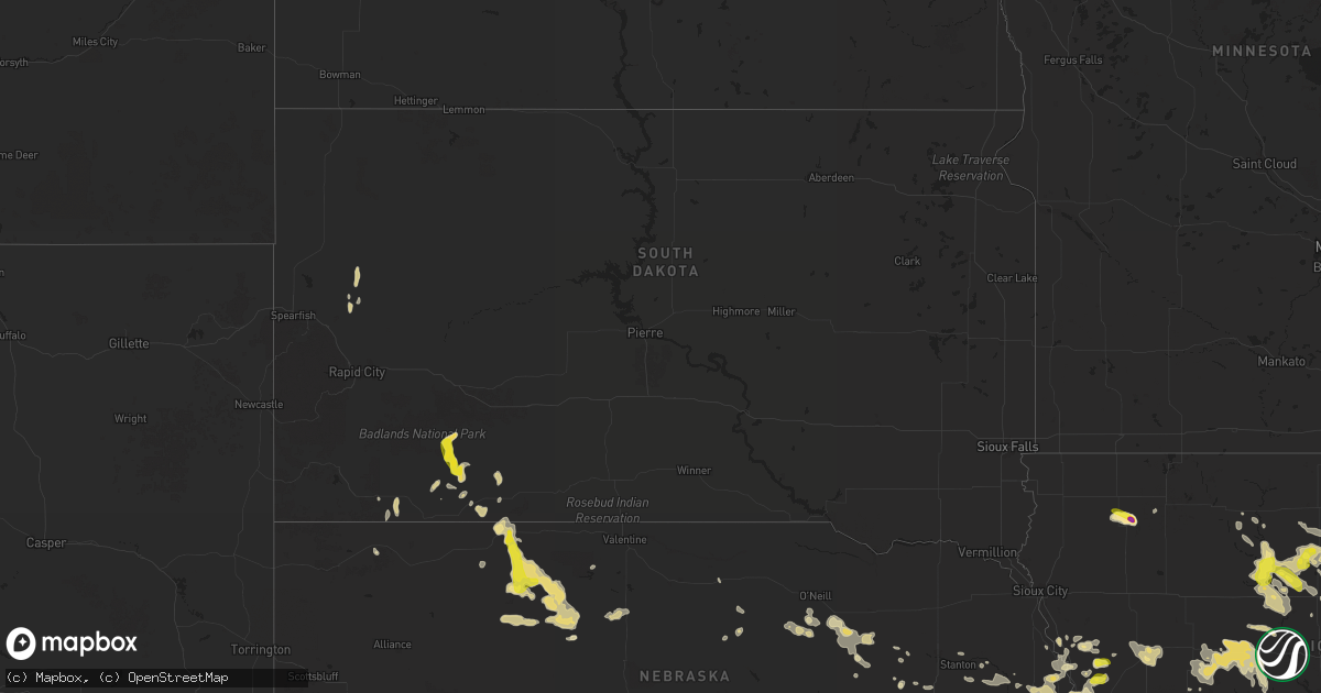 Hail map in South Dakota on September 22, 2025