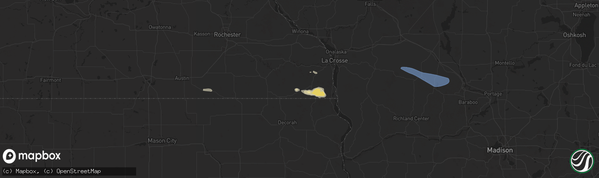 Hail map in Spring Grove, MN on September 22, 2025