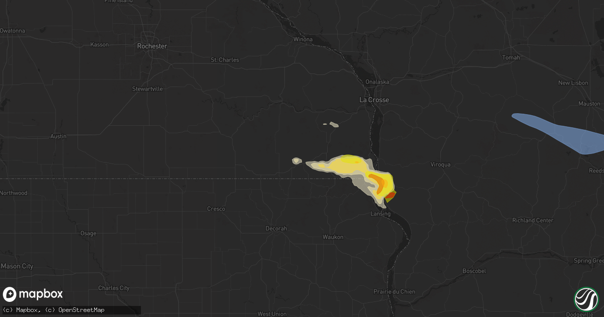 Hail map in Spring Grove, MN on September 22, 2025