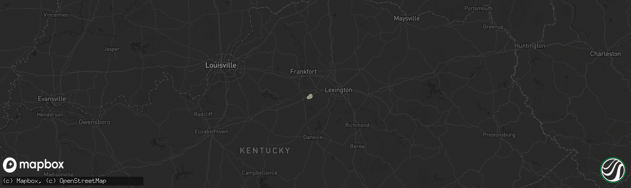 Hail map in Versailles, KY on September 22, 2025