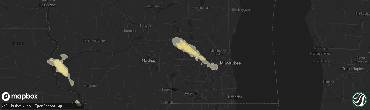 Hail map in Watertown, WI on September 22, 2025