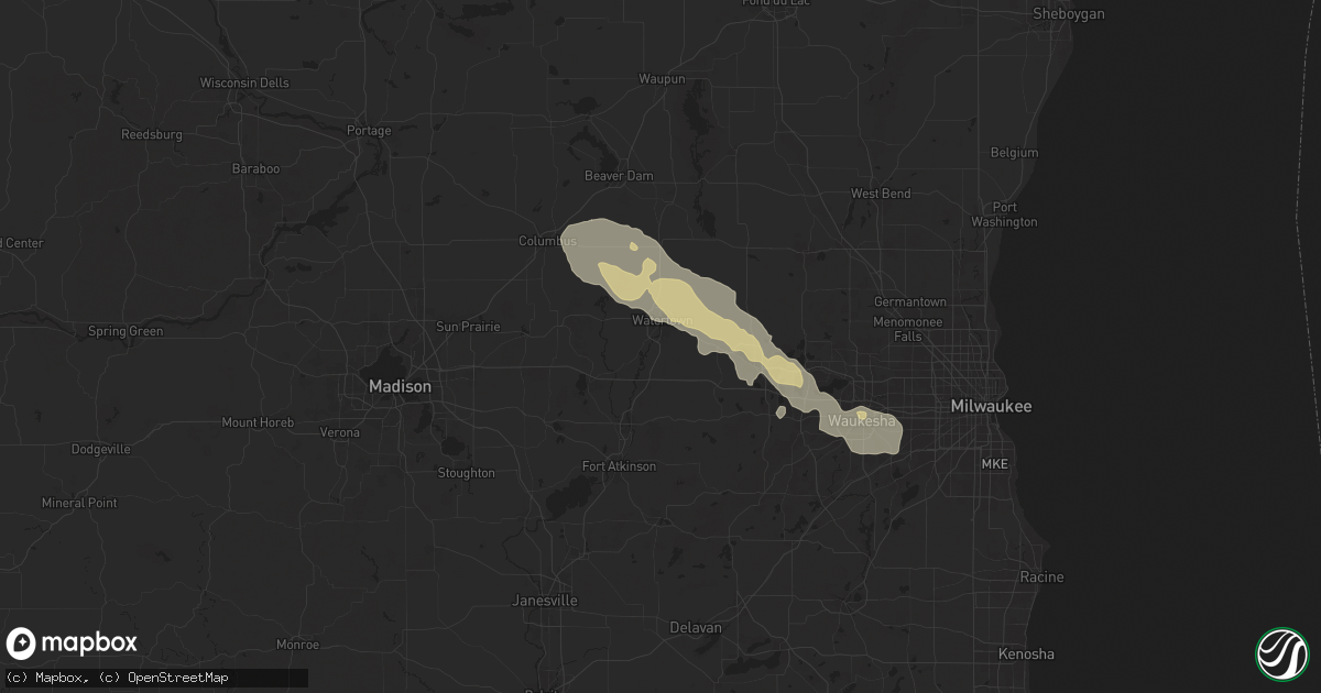 Hail map in Watertown, WI on September 22, 2025