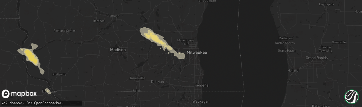 Hail map in Waukesha, WI on September 22, 2025