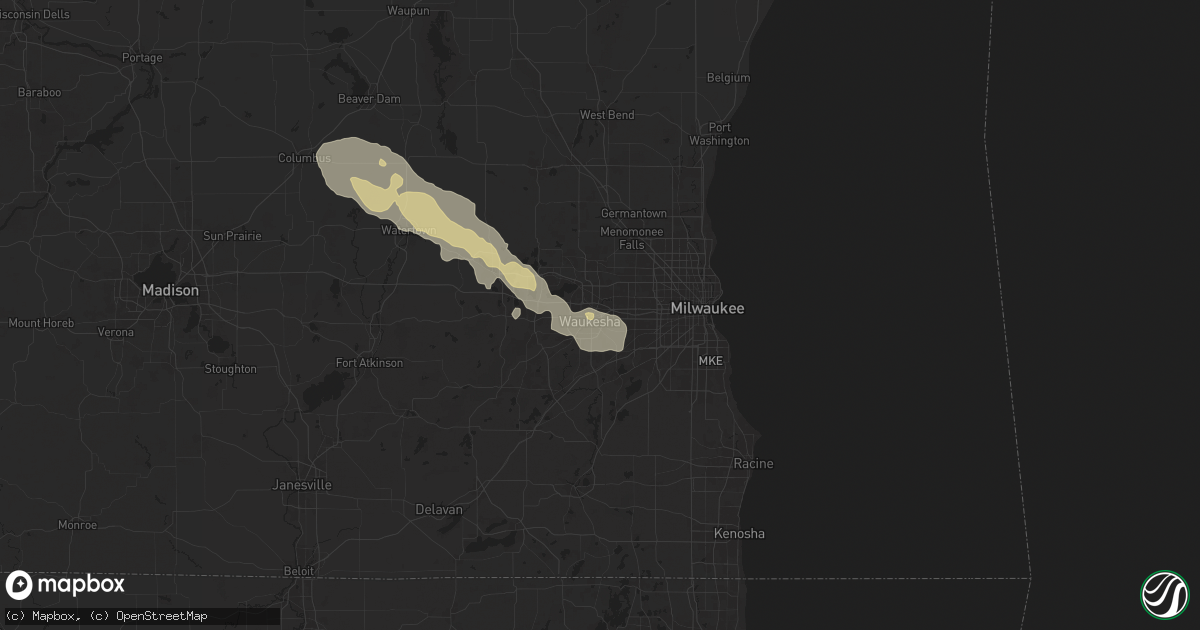 Hail map in Waukesha, WI on September 22, 2025