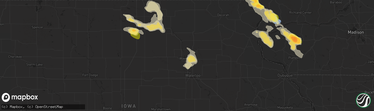 Hail map in Waverly, IA on September 22, 2025
