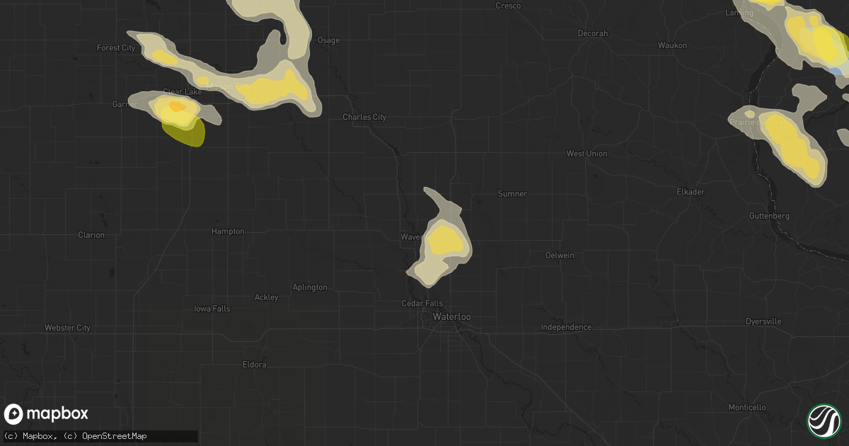 Hail map in Waverly, IA on September 22, 2025