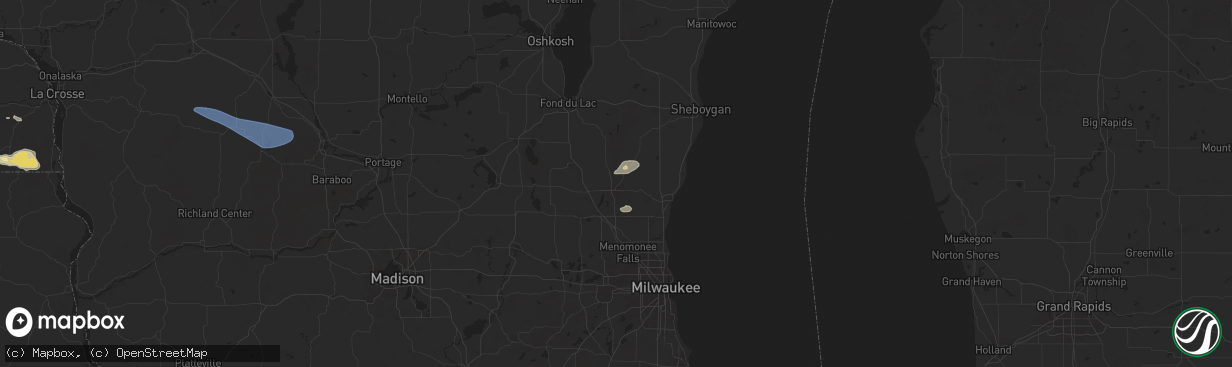 Hail map in West Bend, WI on September 22, 2025