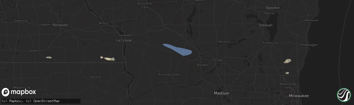 Hail map in Wonewoc, WI on September 22, 2025