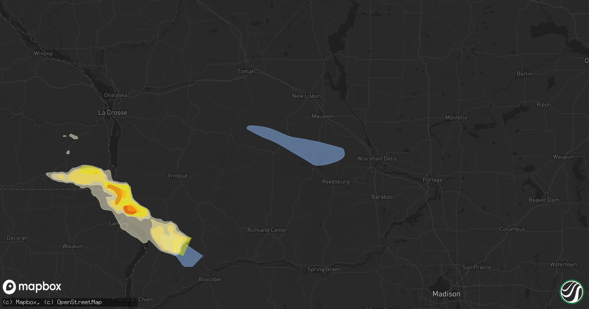 Hail map in Wonewoc, WI on September 22, 2025