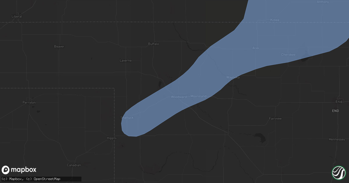 Hail map in Woodward, OK on September 22, 2025