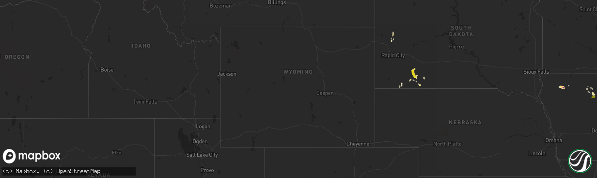 Hail map in Wyoming on September 22, 2025