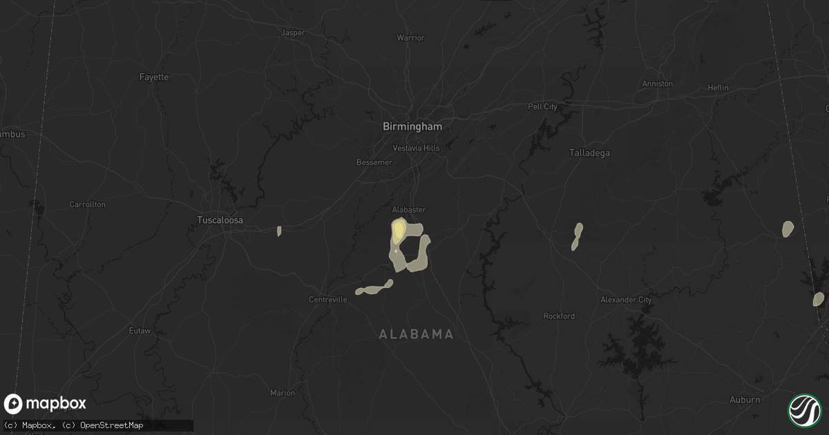 Hail map in Alabaster, AL on September 22, 2026